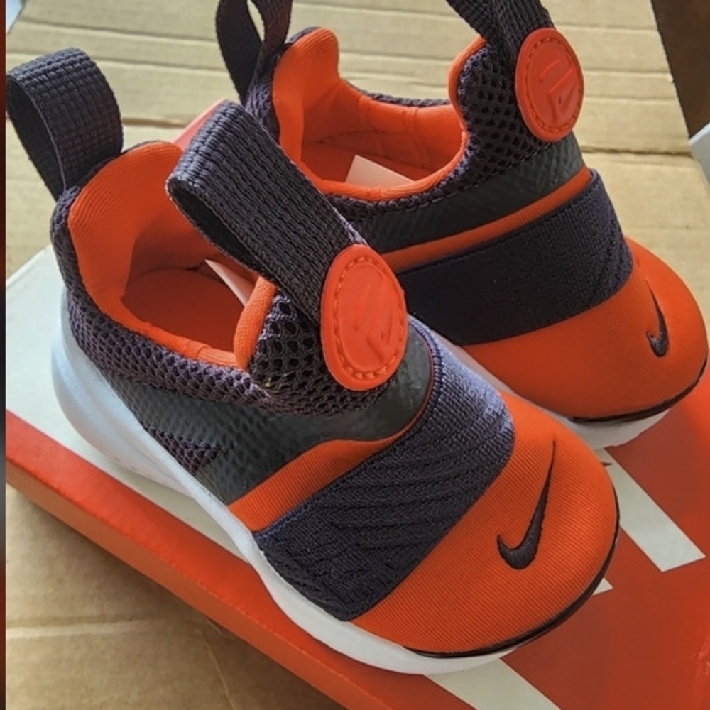 Nike Kids Orange and Black Slip-On Shoes